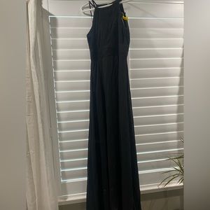 Black Chiffon Floor Length Bridesmaid Dress
